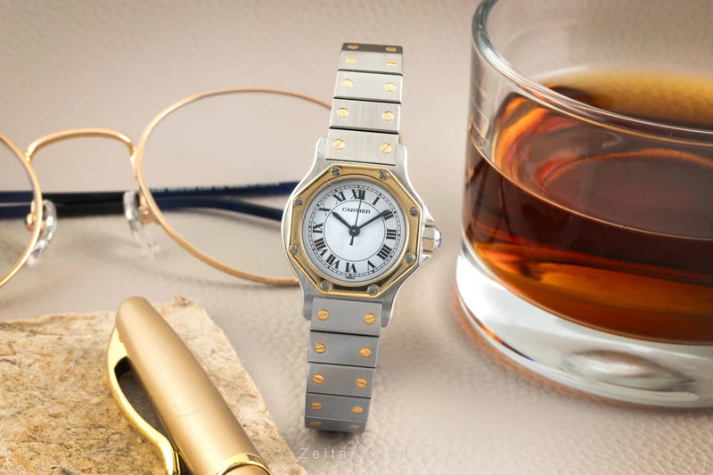 Cartier Santos steel / gold automatic women's watch 0907 [2601757]