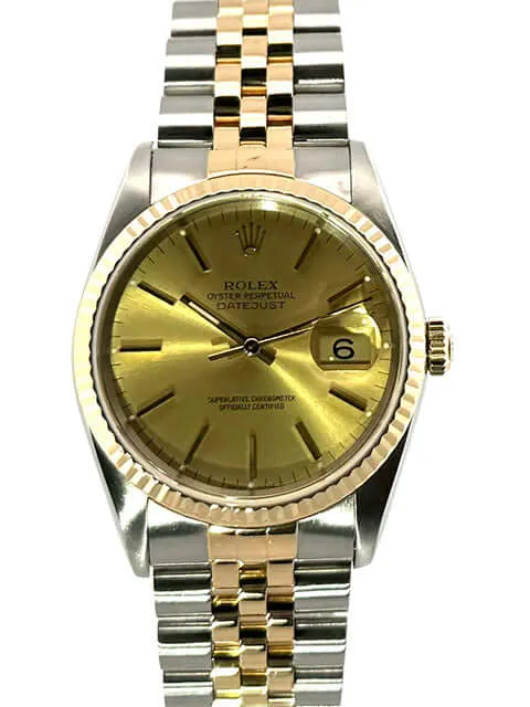 Rolex Datejust 36 Edelstahl Gelbgold 16233 Champagner Jubile-Band