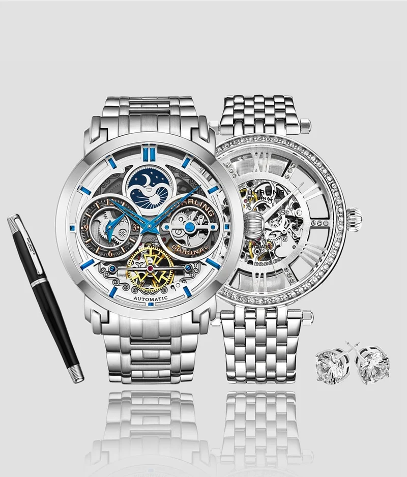 Stührling Stunning Skeletons Duo with Signature Pen and Stud Earring