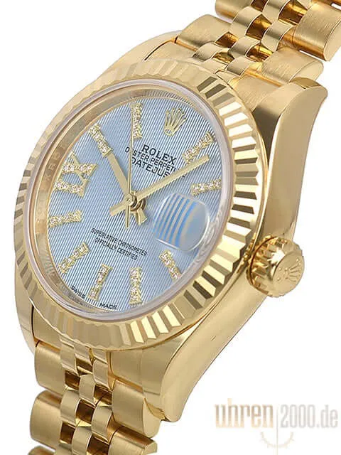 Rolex Lady-Datejust 28 Gelbgold 279178 Blau DIA Jubile-Band
