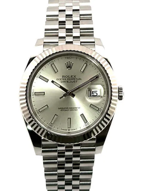 Rolex Datejust 41 Edelstahl Weißgold 126334 Silber Jubile-Band