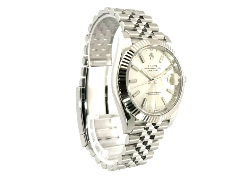 Rolex Datejust 41 Edelstahl Weißgold 126334 Silber Jubile-Band