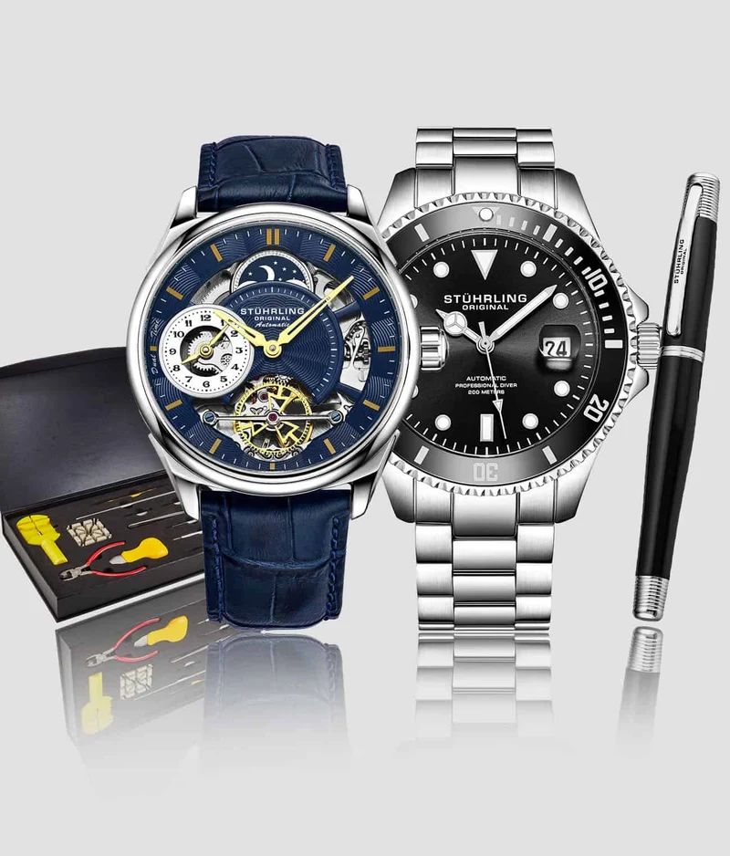 Stührling Presidia 943A.02, Regatta 792.01, Signature Pen, and Watch Tool Kit