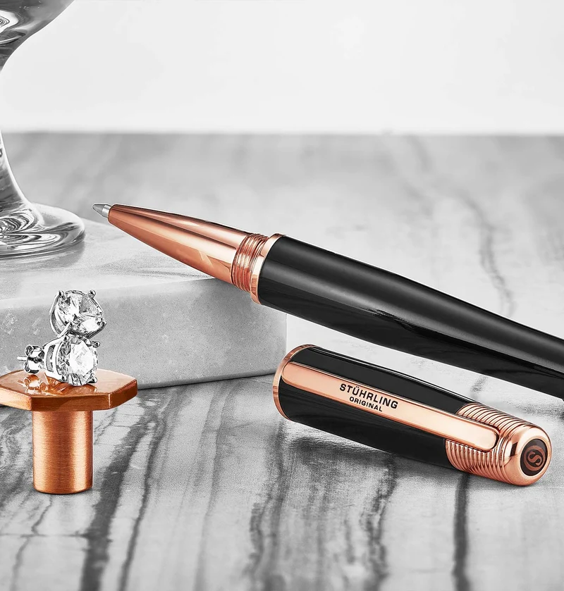 Stührling Stunning Skeletons Set with Signature Pen and Stud Earrings