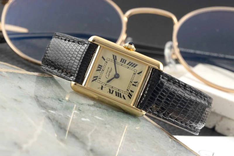 Cartier Tank silver-gilt manual winding women's watch [2602932]