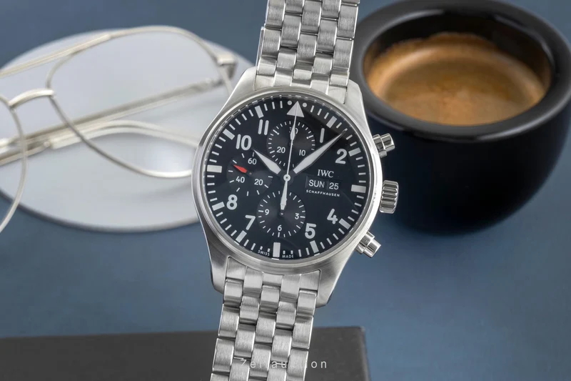 IWC Fliegerchronograph chronograph Steel / rubber automatic men's watch IW377710 LP: 9000EUR [2602709]