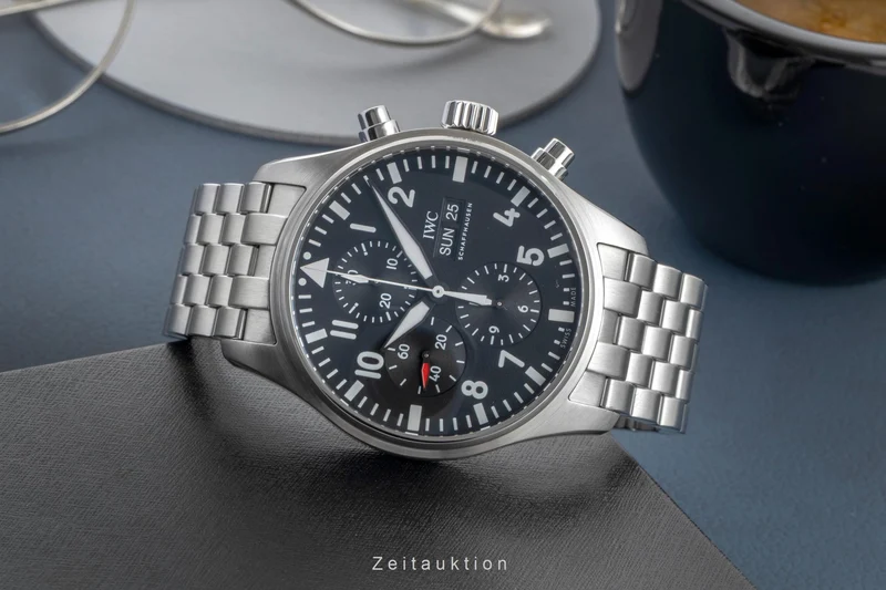 IWC Fliegerchronograph chronograph Steel / rubber automatic men's watch IW377710 LP: 9000EUR [2602709]