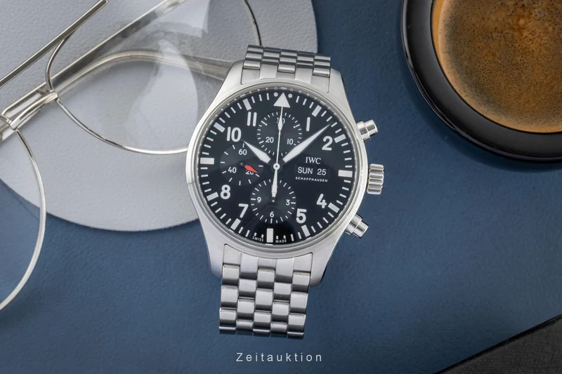 IWC Fliegerchronograph chronograph Steel / rubber automatic men's watch IW377710 LP: 9000EUR [2602709]