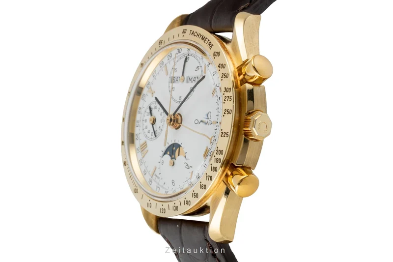 Omega Speedmaster chronograph 18 ct gold automatic men's watch 3131.20 LP: 22600EUR [2601903]