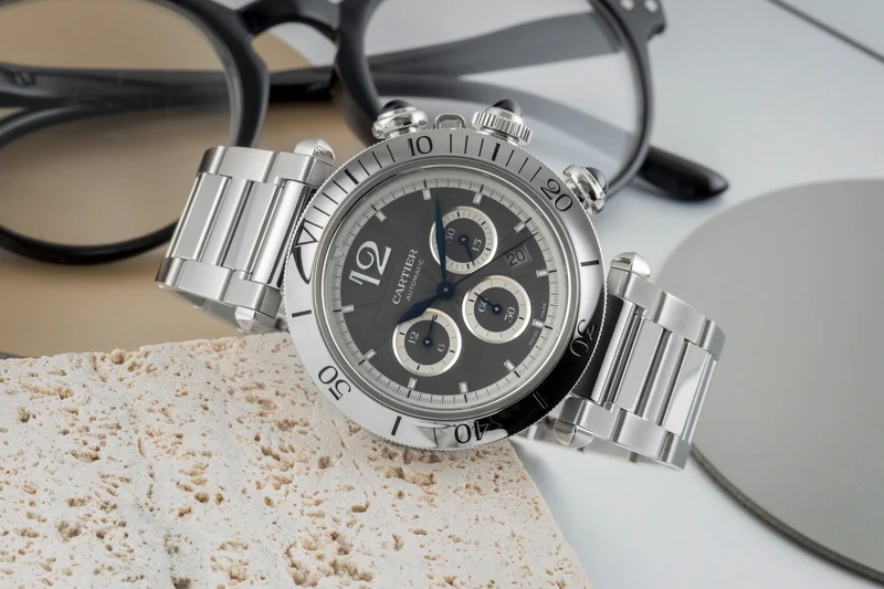 Cartier Pasha chronograph steel automatic men's watch WSPA0027 LP: 11500EUR [2602573]