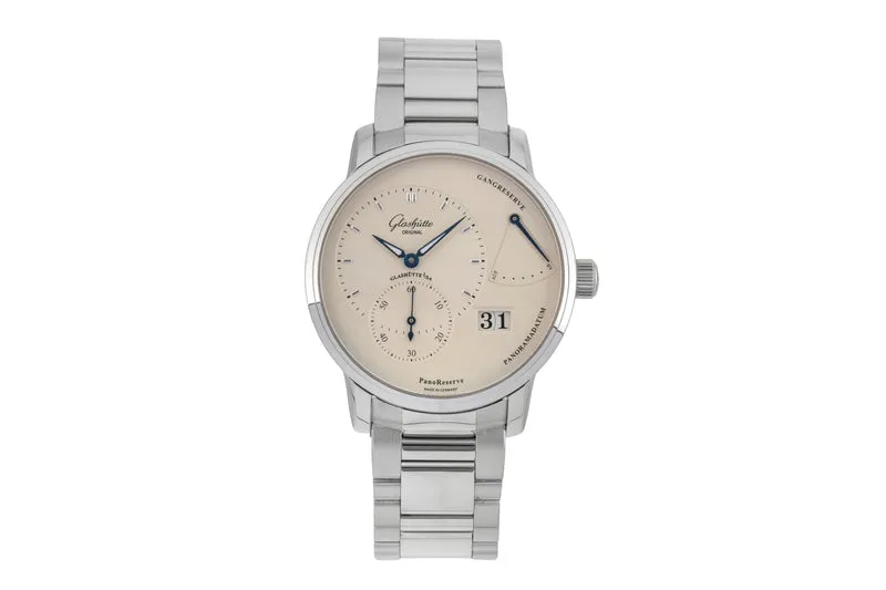 Glashütte PanoReserve steel manual winding men's watch 1-65-01-22-12-71 LP: 12800EUR [2602277]