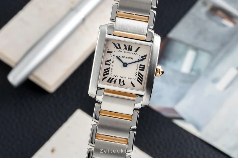 Cartier Tank Francaise steel / gold quartz women's watch W51006Q4 [2602588]