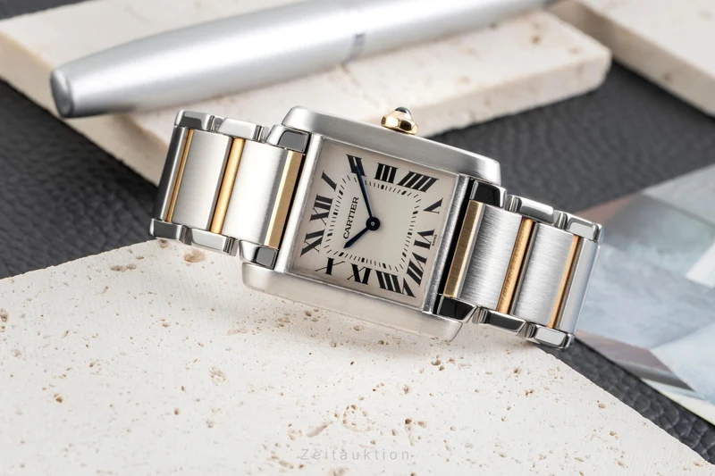 Cartier Tank Francaise steel / gold quartz women's watch W51006Q4 [2602588]