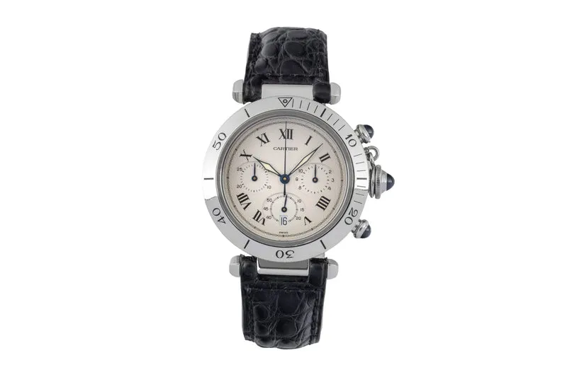 Cartier Pasha chronograph steel quartz men's watch W3101855 [2602396]