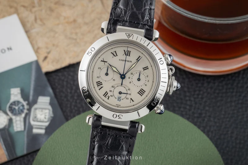 Cartier Pasha chronograph steel quartz men's watch W3101855 [2602396]