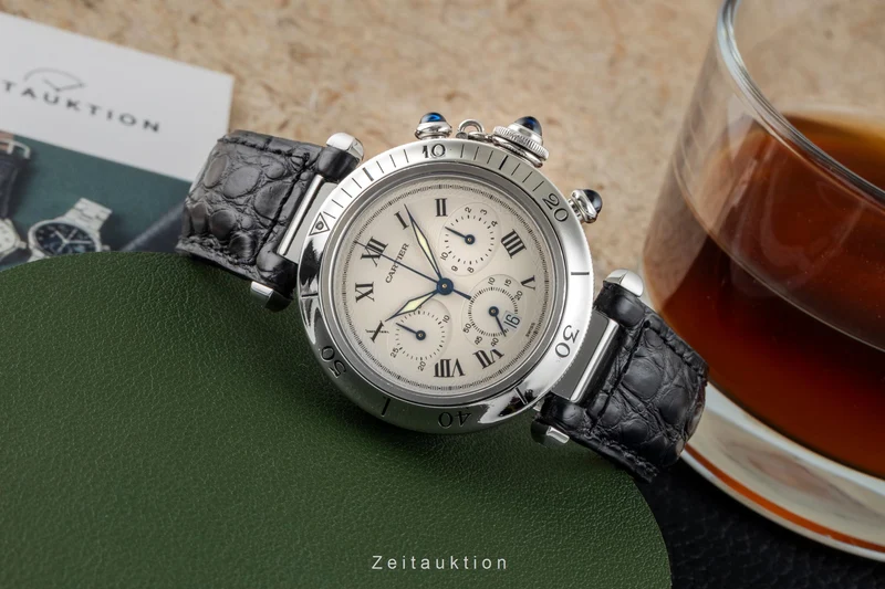 Cartier Pasha chronograph steel quartz men's watch W3101855 [2602396]