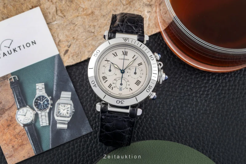 Cartier Pasha chronograph steel quartz men's watch W3101855 [2602396]