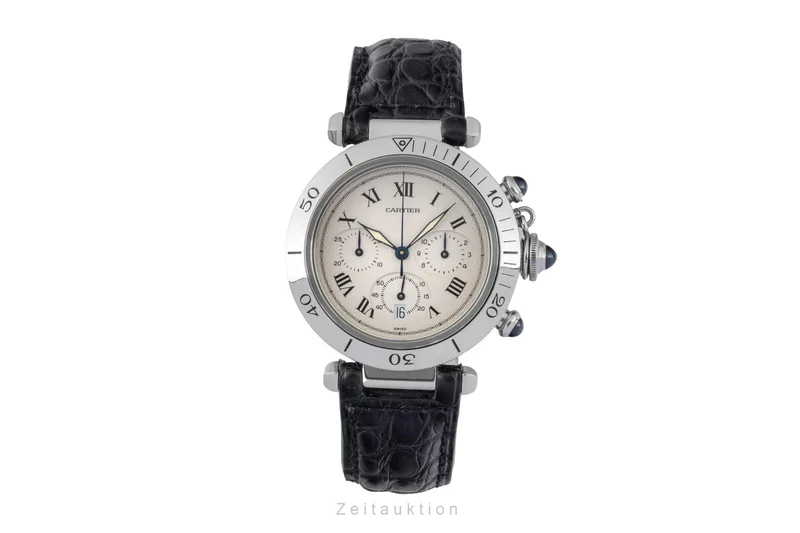 Cartier Pasha chronograph steel quartz men's watch W3101855 [2602396]