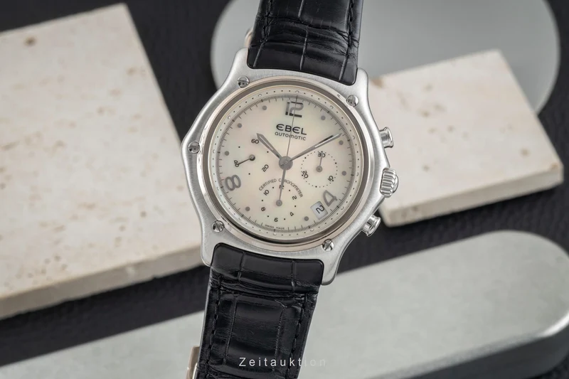 Ebel 1911 chronograph 18 ct white gold automatic men's watch E3137240 Limited [2602322]