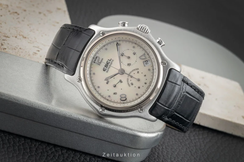 Ebel 1911 chronograph 18 ct white gold automatic men's watch E3137240 Limited [2602322]