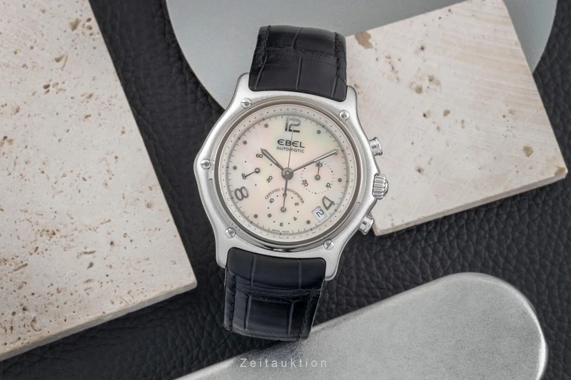 Ebel 1911 chronograph 18 ct white gold automatic men's watch E3137240 Limited [2602322]