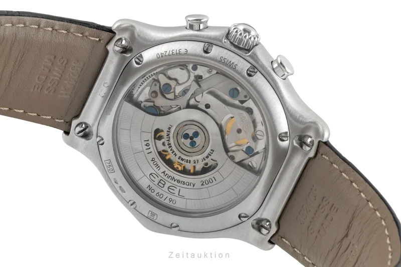 Ebel 1911 chronograph 18 ct white gold automatic men's watch E3137240 Limited [2602322]