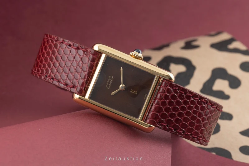 Cartier Tank silver-gilt manual winding women's watch Vintage [2601618]
