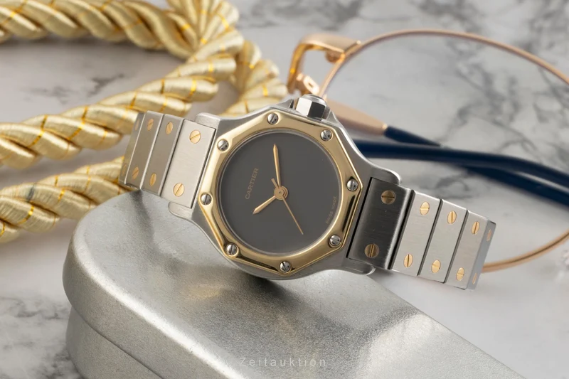 Cartier Santos Ronde steel / gold automatic women's watch 0907 [2600538]