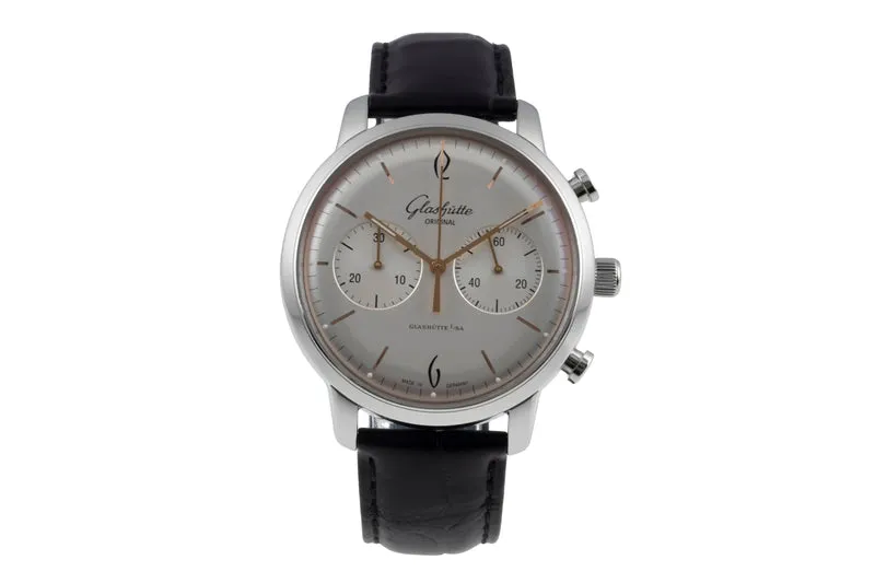 Glashütte Sixties chronograph steel automatic men's watch 1-39-34-03-22-04 LP: 8800EUR [2507337]