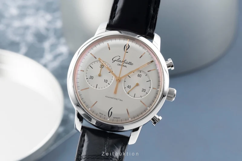 Glashütte Sixties chronograph steel automatic men's watch 1-39-34-03-22-04 LP: 8800EUR [2507337]