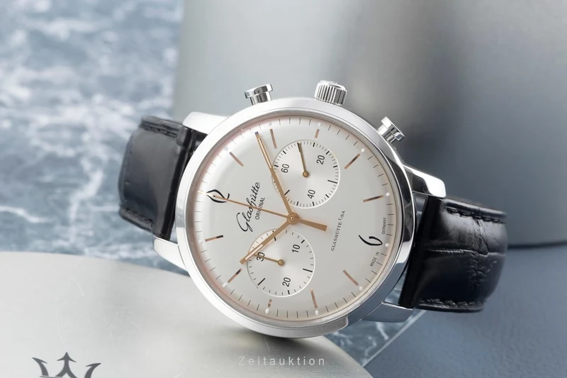 Glashütte Sixties chronograph steel automatic men's watch 1-39-34-03-22-04 LP: 8800EUR [2507337]