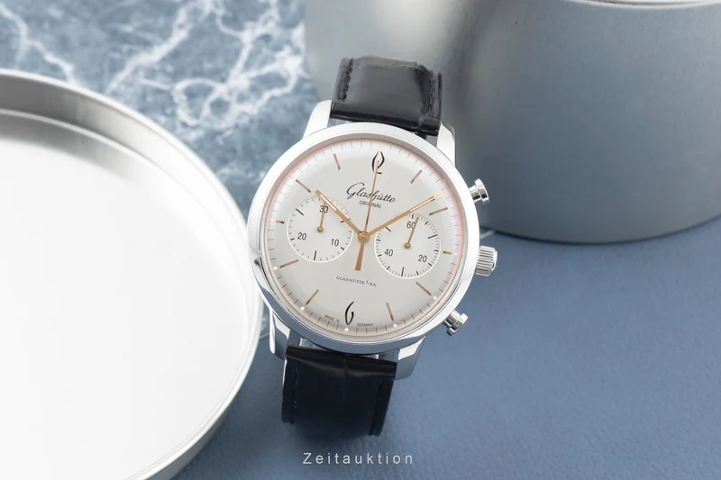 Glashütte Sixties chronograph steel automatic men's watch 1-39-34-03-22-04 LP: 8800EUR [2507337]