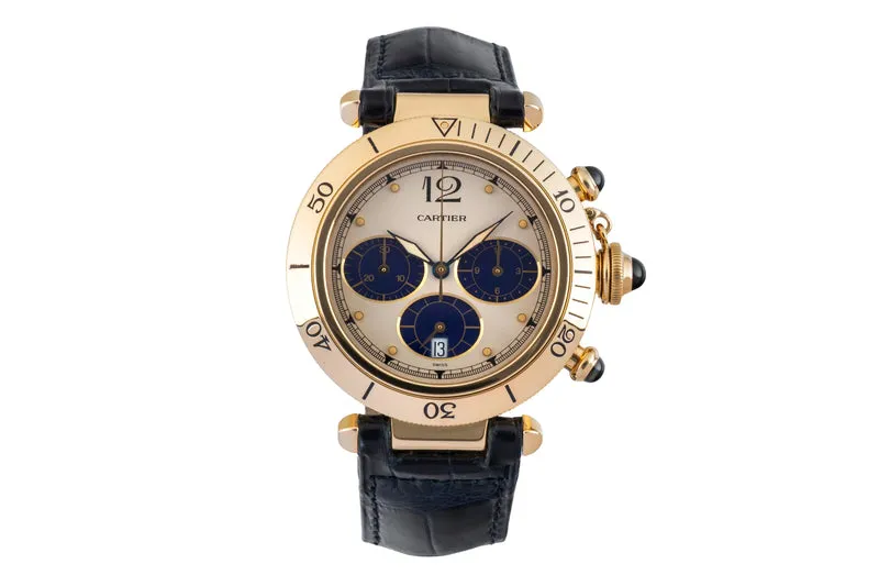 Cartier Pasha chronograph 18 ct gold quartz men's watch 30009 [2601923]