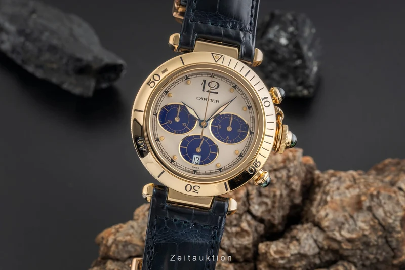 Cartier Pasha chronograph 18 ct gold quartz men's watch 30009 [2601923]