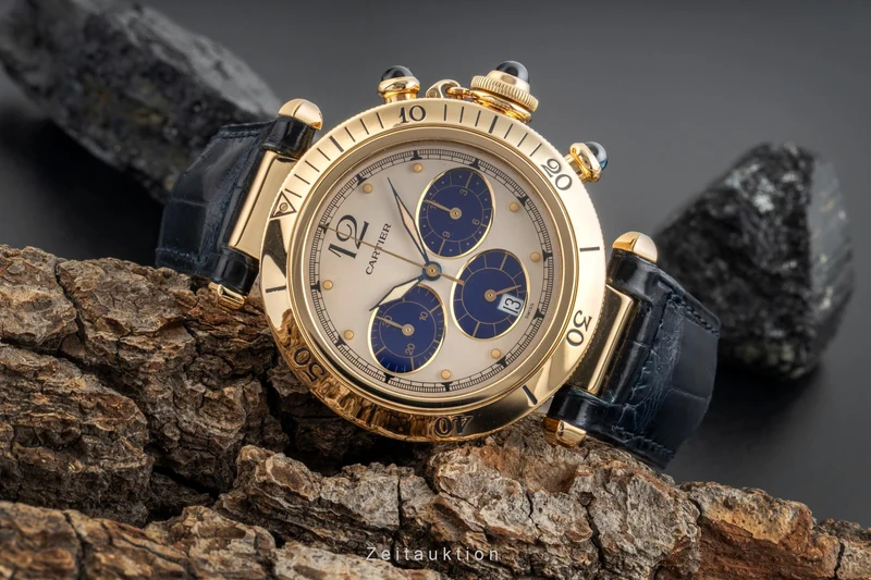 Cartier Pasha chronograph 18 ct gold quartz men's watch 30009 [2601923]