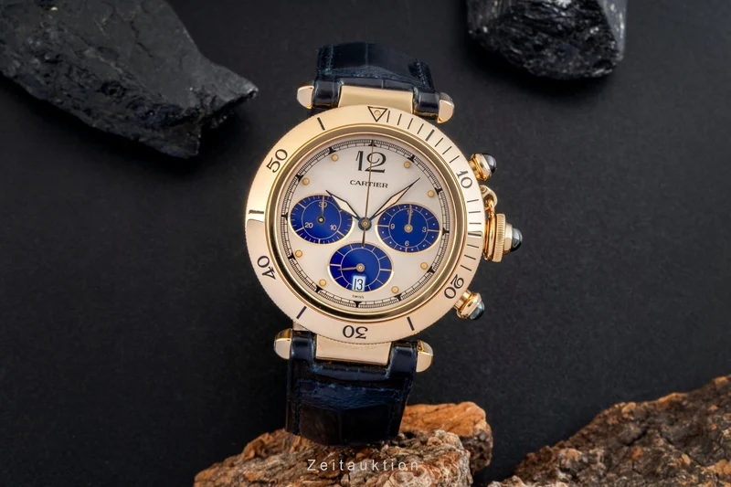 Cartier Pasha chronograph 18 ct gold quartz men's watch 30009 [2601923]