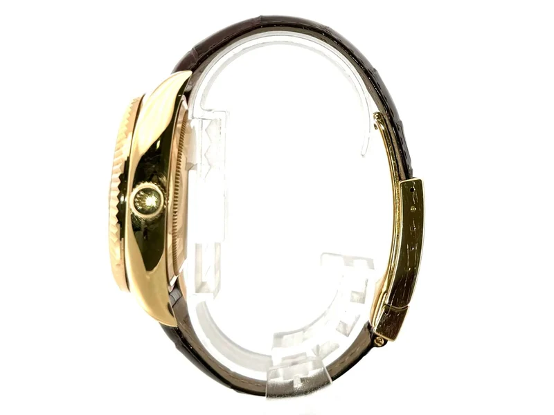 Rolex Sky-Dweller 326138 Gelbgold Leder Silber Römisch