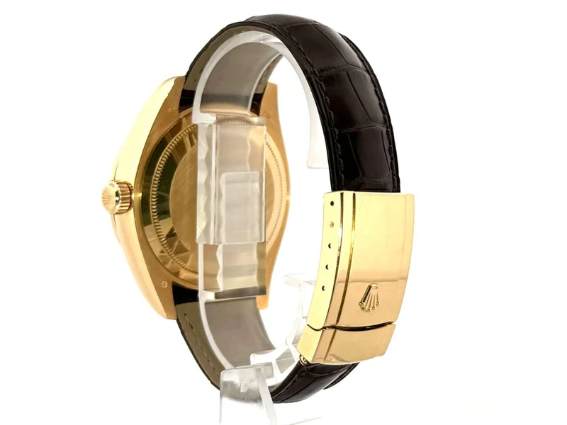 Rolex Sky-Dweller 326138 Gelbgold Leder Silber Römisch