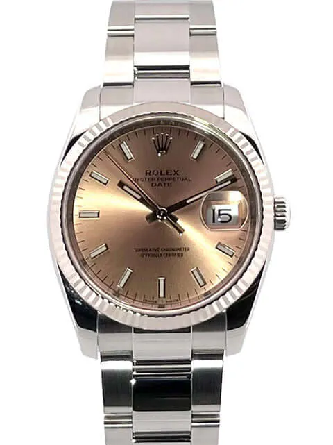 Rolex Oyster Perpetual Date 34 Edelstahl Weißgold 115234 Pink