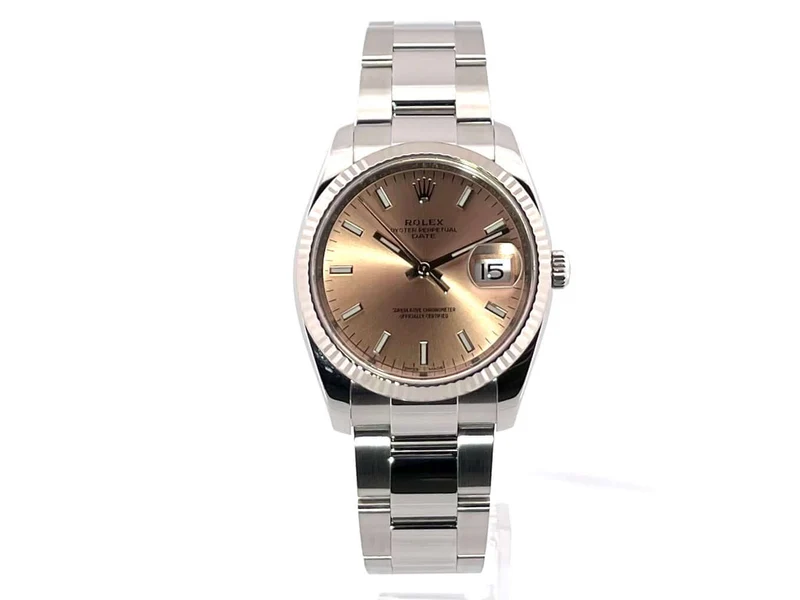 Rolex Oyster Perpetual Date 34 Edelstahl Weißgold 115234 Pink