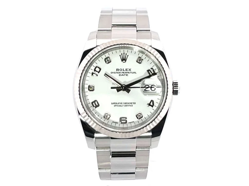 Rolex Oyster Perpetual Date 34 115234 Weiß Diamant