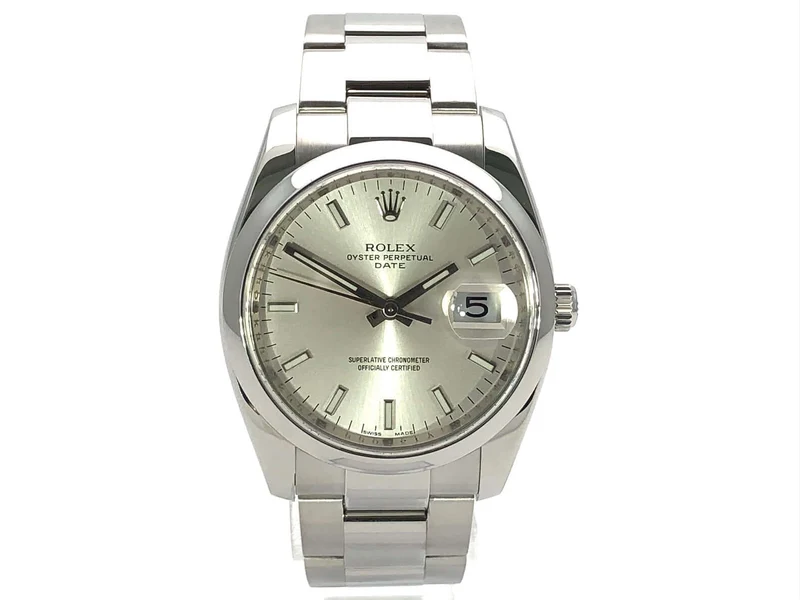 Rolex Oyster Perpetual Date 34 115200 Silber LC100 aus 2011