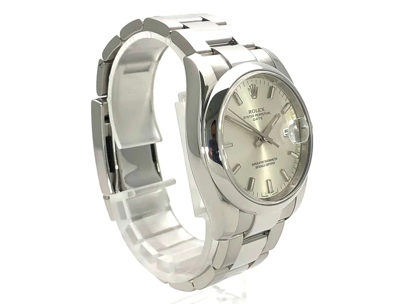 Rolex Oyster Perpetual Date 34 115200 Silber LC100 aus 2011