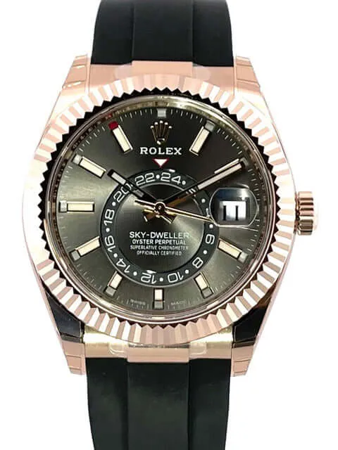 Rolex Sky-Dweller 326235 Everose-Gold Oysterflex Rhodium verklebt