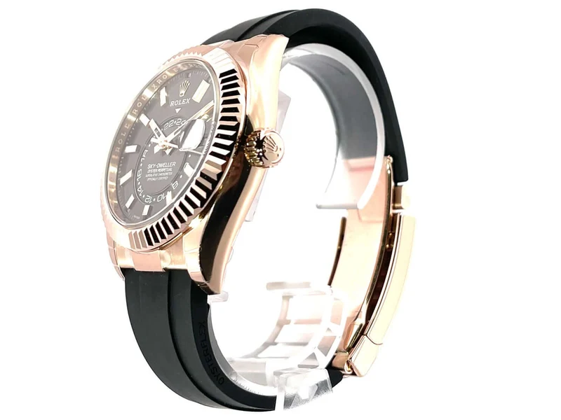 Rolex Sky-Dweller 326235 Everose-Gold Oysterflex Rhodium verklebt