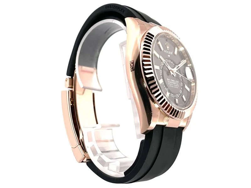 Rolex Sky-Dweller 326235 Everose-Gold Oysterflex Rhodium verklebt