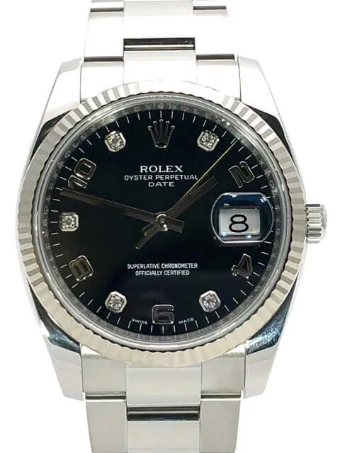 Rolex Oyster Perpetual Date 34 Schwarz Diamant 115234 aus 2017 LC100