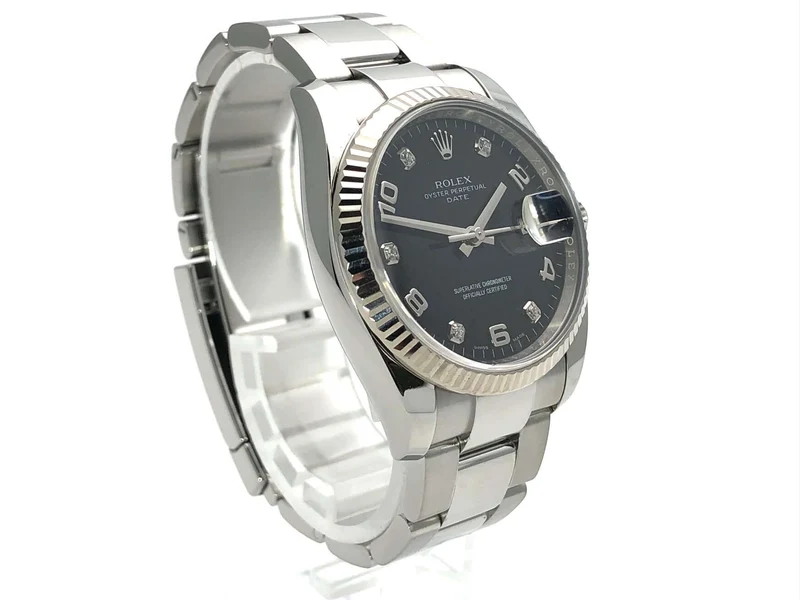 Rolex Oyster Perpetual Date 34 Schwarz Diamant 115234 aus 2017 LC100