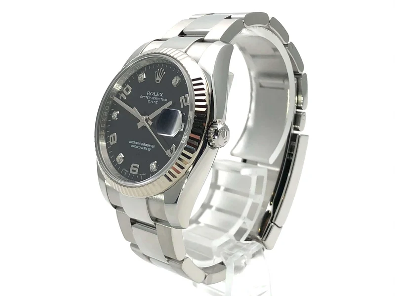 Rolex Oyster Perpetual Date 34 Schwarz Diamant 115234 aus 2017 LC100