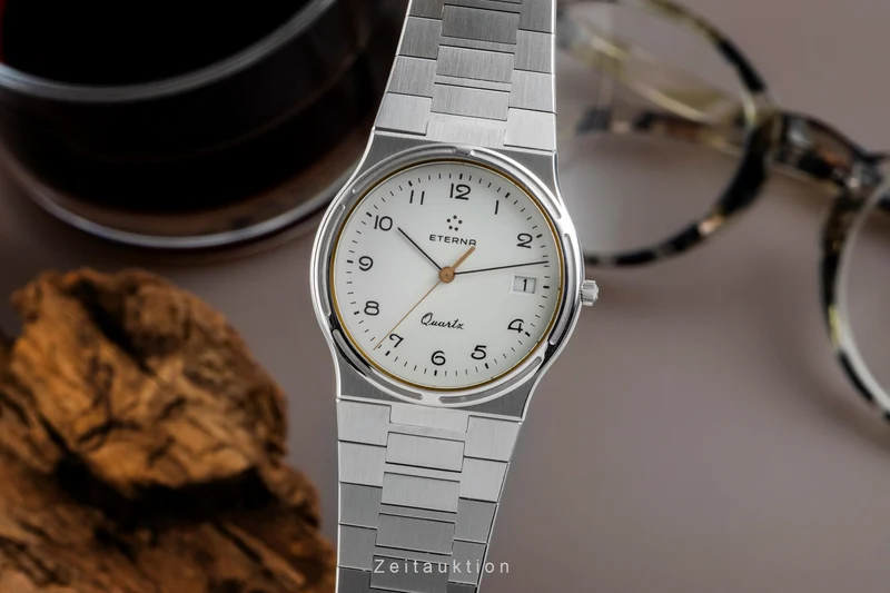 Eterna steel quartz men's watch 156.4244.41 Vintage [2601442]